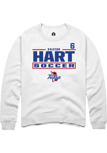 Kaleigh Hart  Rally Tulsa Golden Hurricane Mens White NIL Stacked Box Long Sleeve Crew Sweatshirt