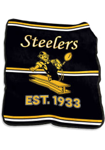 Pittsburgh Steelers Retro Raschel Throw Blanket - Black