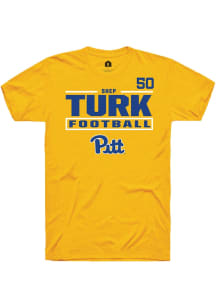 Shep Turk Pitt Panthers Gold Football NIL Stacked Box Short Sleeve Player T Shirt