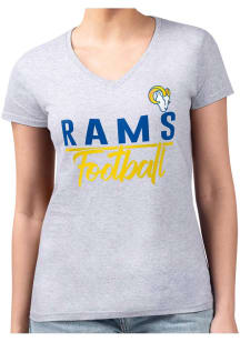 4Her Los Angeles Rams Womens Grey Football Girls Short Sleeve T-Shirt