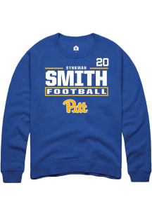 Synkwan Smith Pitt Panthers Mens Blue Football NIL Stacked Box Player Crew