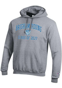 Champion BYU Cougars Mens Grey Font Class of 2027 Powerblend Long Sleeve Hoodie