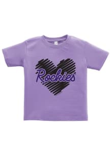 Colorado Rockies Girls Lavender Sketched Heart Short Sleeve T-Shirt
