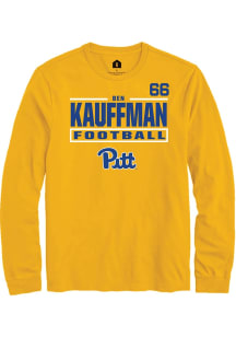 Ben Kauffman Pitt Panthers Gold Football NIL Stacked Box Long Sleeve Player T Shirt