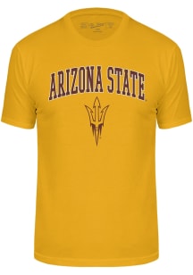 Arizona State Sun Devils Gold Wordmark Arch Mascot Short Sleeve T Shirt