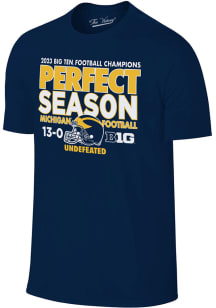 Michigan Wolverines Blue 2023 Perfect Season Big Ten Conference Champions Short Sleeve T Shirt