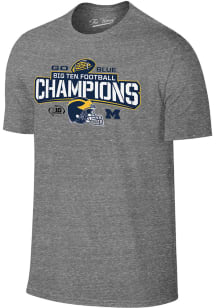 Michigan Wolverines Grey 2023 Bowtie Helmet Big Ten Conference Champions Short Sleeve Fashion T Sh..