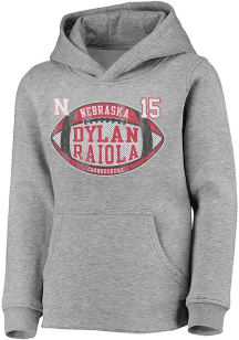 Dylan Raiola The Victory Nebraska Cornhuskers Youth Name and Number Long Sleeve Player Hoodie Grey