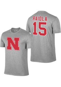 Dylan Raiola Nebraska Cornhuskers Grey Football Football Name And Number Short Sleeve Player T Shi..