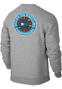 Big Ten Mens Grey 2025 Big Ten Wrestling Tournament Long Sleeve Crew Sweatshirt