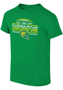 Oregon Ducks Youth Green 2024 Big Ten Football Championship Laces Short Sleeve T-Shirt