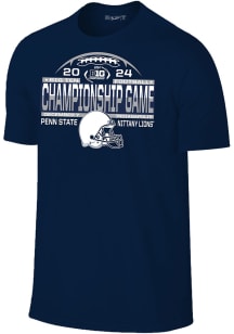 Penn State Nittany Lions Navy Blue 2024 Big Ten Football Championship Laces Short Sleeve T Shirt
