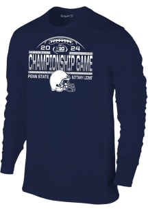 Penn State Nittany Lions Navy Blue 2024 Big Ten Football Championship Laces Long Sleeve T Shirt