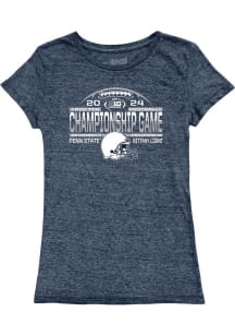 Penn State Nittany Lions Womens Navy Blue 2024 Big Ten Football Championship Laces Short Sleeve T-..