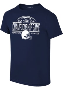 Penn State Nittany Lions Youth Navy Blue 2024 Big Ten Football Championship Laces Short Sleeve T-S..