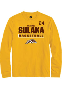 Michael Sulaka Western Michigan Broncos Gold NIL Stacked Box Long Sleeve Player T Shirt