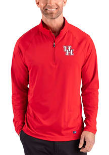 Cutter and Buck Houston Cougars Mens Red Prospect Epic Confidence Long Sleeve Qtr Zip Pullover