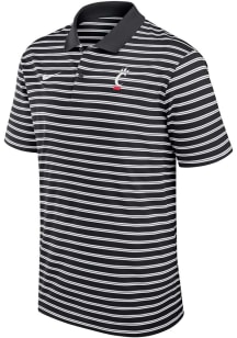 Nike Cincinnati Bearcats Mens Black Stadium Stripe Primary Logo Short Sleeve Polo