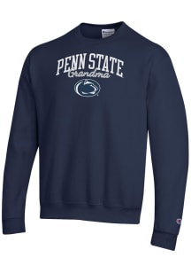 Champion Penn State Nittany Lions Mens Navy Blue Grandma Script Powerblend Long Sleeve Crew Sweats..