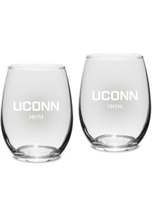 UConn Huskies Mom Stemless Set 15oz Stemless Wine Glass - White