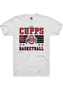 Gabe Cupps Ohio State Buckeyes White NIL Striped Short Sleeve Player T Shirt