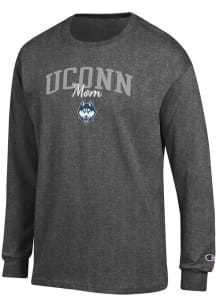 Champion UConn Huskies Charcoal Mom Script Jersey Long Sleeve T Shirt