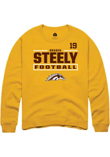Braden Steely Western Michigan Broncos Mens Gold Football NIL Stacked Box Player Crew