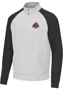 Antigua Ohio State Buckeyes Mens Black Urgent Colorblock Long Sleeve Qtr Zip Pullover