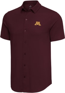 Antigua Minnesota Golden Gophers Mens Maroon Nobel Short Sleeve Dress Shirt