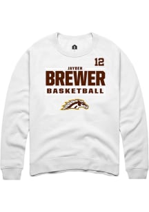 Jayden Brewer Western Michigan Broncos Mens White NIL Stacked Box Player Crew