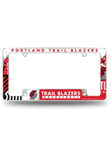 Portland Trail Blazers Primary All Over Chrome License Plate Frame - White