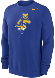Nike Pitt Panthers Mens Blue Football Football Roc Club Fleece Long Sleeve Crew Sweatshirt
