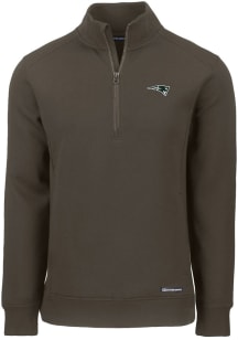 Cutter and Buck New England Patriots Mens Olive Mono Roam Long Sleeve Qtr Zip Pullover