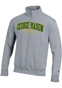 Champion George Mason University Mens Grey Arch Logo Long Sleeve Qtr Zip Pullover