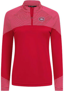 Levelwear Montreal Canadiens Womens Red Classic Stripes Embroidered 3D Patch Qtr Zip