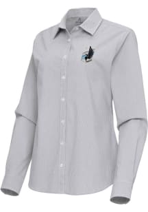 Antigua Minnesota United FC Womens Porter Long Sleeve Ash Dress Shirt