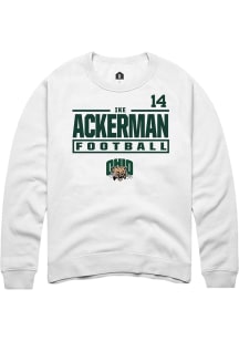 Ike Ackerman Ohio Bobcats Mens White Football NIL Stacked Box Player Crew