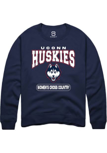 Summit Sportswear UConn Huskies Mens Navy Blue Women's Cross Country Long Sleeve Crew Sweatshirt