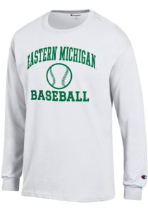 Champion Eastern Michigan Eagles White Baseball Icon Jersey Long Sleeve T Shirt