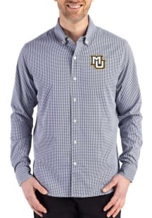 Cutter and Buck Marquette Golden Eagles Mens Navy Blue Skyline Long Sleeve Dress Shirt