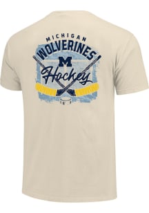 Michigan Wolverines White Cross Stick Rink Texture Short Sleeve T Shirt