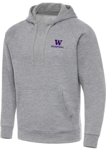 Antigua Washington Huskies Mens Grey Heather Basketball Victory Long Sleeve Hoodie