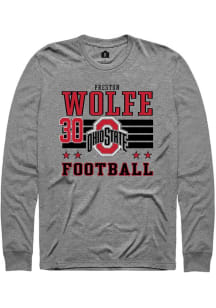 Preston Wolfe Ohio State Buckeyes Grey Football NIL Striped Long Sleeve Player T Shirt