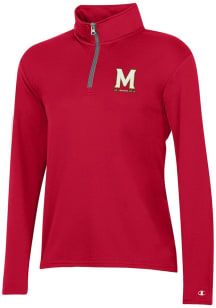 Champion Maryland Terrapins Womens Red Mock Mesh Qtr Zip Pullover