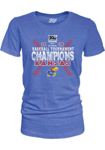 Blue 84 Kansas Jayhawks Womens Blue 2026 Big 12 Baseball Tournament Champions Short Sleeve T-Shirt