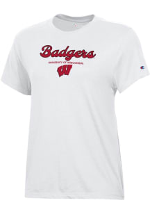 Champion Wisconsin Badgers Womens White Core Short Sleeve T-Shirt
