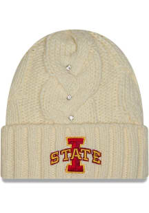 New Era Iowa State Cyclones White DL Rhinestone Cable Cuff Womens Knit Hat
