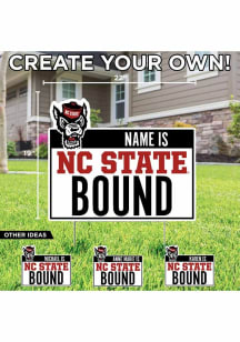 NC State Wolfpack Personalized School Bound Yard Sign - White