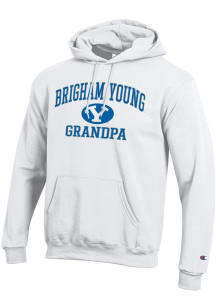 Champion BYU Cougars Mens White Grandpa Powerblend Long Sleeve Hoodie