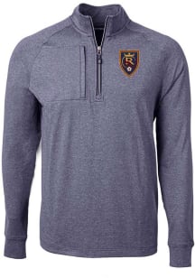 Cutter and Buck Real Salt Lake Mens Navy Blue Adapt Eco Long Sleeve Qtr Zip Pullover